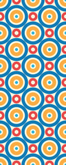 A colorful geometric pattern featuring alternating circles in vibrant hues, suitable for textiles or graphic design.