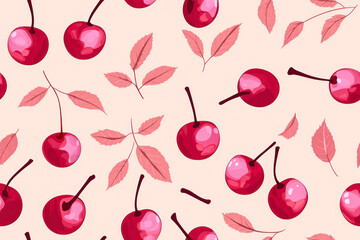 Cherry seamless pattern design for background, wallpaper, carpet, textile design, fabric.