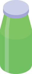 Isometric illustration of a green jar with a closed lid, potentially containing a beverage or food product