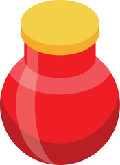 Red jar with yellow cap storing food isometric icon for web design isolated on white background