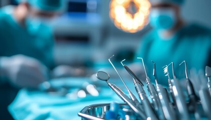 Clinical team prepping instruments for swallowing evaluation under anesthesia, sterile surgical setup, Clinical, Swallowing Anesthesia