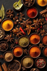 Variety of spices on the table 