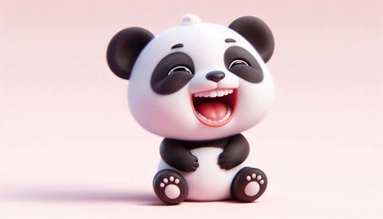 Naklejka premium 3D lachendes Pandabär Baby