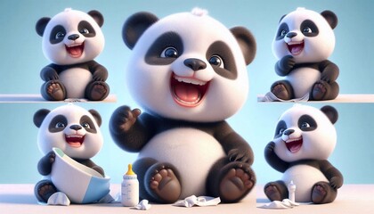 Obraz premium 3D lachendes Pandabär Baby