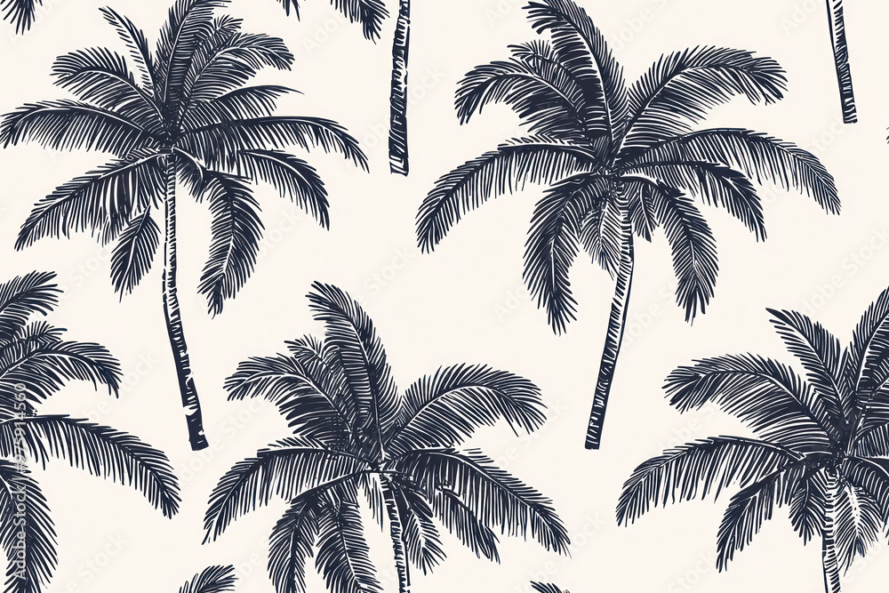 Wall mural vintage palm tree pattern in vector graphic, tropical background pattern in summer botanical vibes.