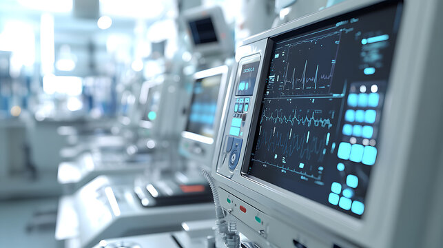 Medical monitor in a modern hospital, close-up view.