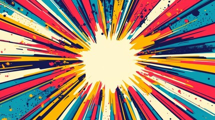 Fototapeta premium Colorful abstract burst with radial lines, dynamic energy concept