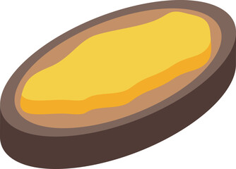 Obraz premium Half of ripe mango with yellow juicy pulp isometric icon isolated on white background