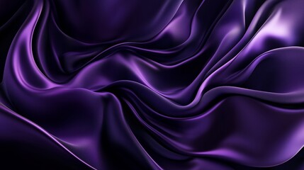 3D render of fluid abstract shapes in purple color against a dark background.
