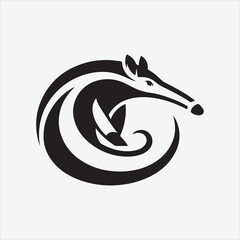 Naklejka premium Anteater art logo vector design white illustrator