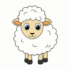 Adorable cartoon sheep vector with a simple, fun design for children's projects.
