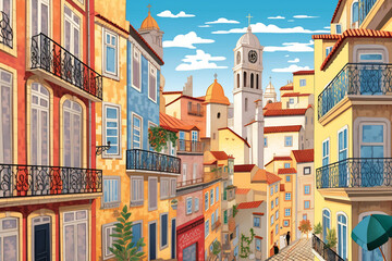 Obraz premium Illustration of a New York city landscape with buildings. Illustration for your design