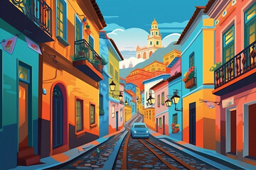 Fototapeta premium Illustration of a Rio de Janeiro city landscape with buildings. Illustration for your design