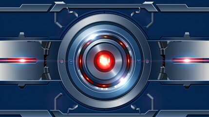 Futuristic Interface with Red Button and Glowing Lights.