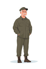 Old man wearing army outfit