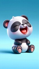 Naklejka premium 3D lachendes Pandabär Baby