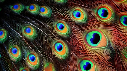 Peacock Feathers Display, vibrant , iridescent , bird , nature 