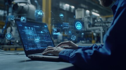 Futuristic Warehouse: AI and Global Connectivity