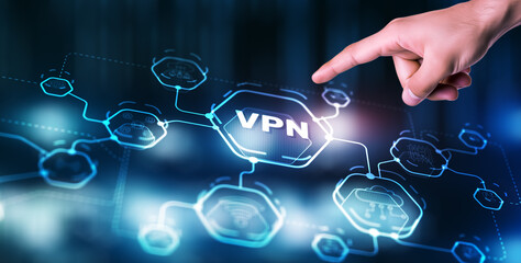 VPN secure connection. Virtual Private Network technology encrypted tunnel