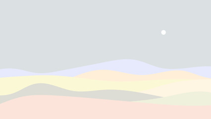 flat simple  landscape soft colors with mountains vector background  