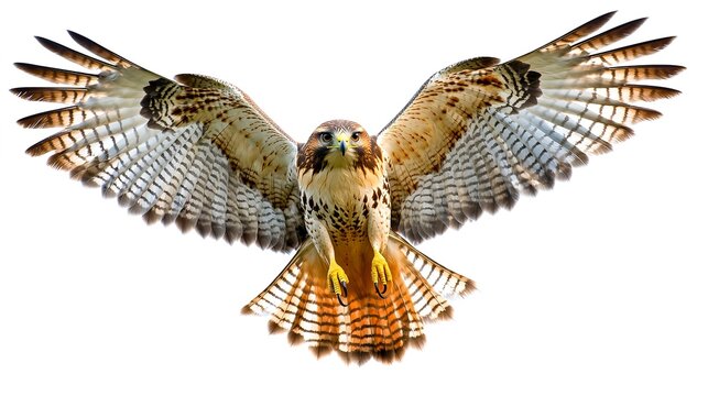 red tailed hawk in flight red tailed hawk isolated on white background with shadow hawk isolated hawk with his wings spread on white background 