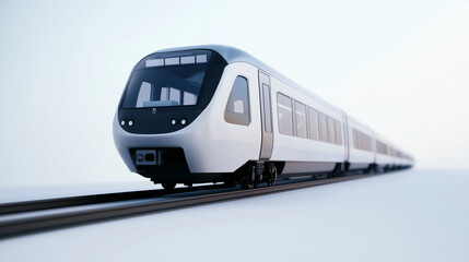 Naklejka premium A 3D image of a modern subway train against a white background, showcasing its sleek design and advanced features in a clear and professional presentation. photo