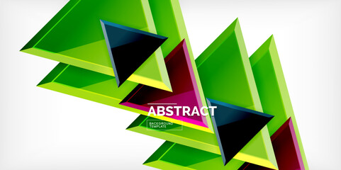 Abstract background - colorful triangles with 3d effect. Vector Illustration For Wallpaper, Banner, Background, Card, Book Illustration, landing page