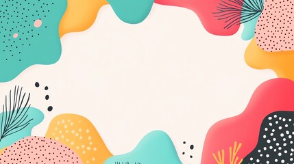 Fototapeta premium Creative abstract background with colorful shapes and blank space in the center, perfect for banners, invitations, or presentations.