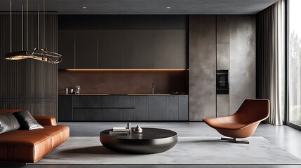 Modern Kitchen and Living Room Interior Design