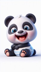 Naklejka premium 3D lachendes Pandabär Baby