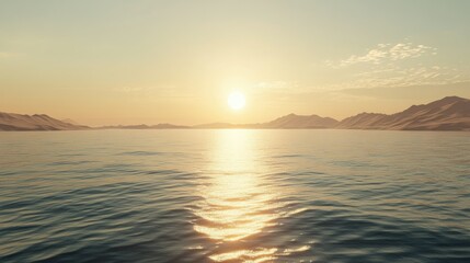 Obraz premium A distant mirage shimmering on the horizon, making it appear as though water lies ahead in the desert.