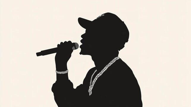 recommend clip art: Hand drawn rapper silhouette illustration simple and minimal on white background 