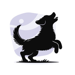 Hand drawn silhouette Dog vector illustration with white background, Silhouettes Animal
