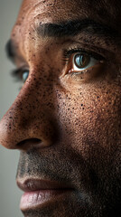 Skin with age spots and freckles captured closely.
