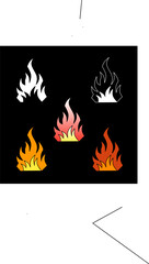 Fire set icon stock vector,flame icon image,fire icon stock in black background 