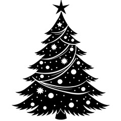 Christmas tree silhouette vector art illustration