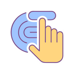 Fototapeta premium Minimalistic Sign Language Icon in Blue, Lavender, and Peach Tones