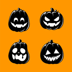 Jack O Lantern Set, Cute Creepy Spooky Halloween Pumpkin, Fall Autumn Sticker Print Illustration