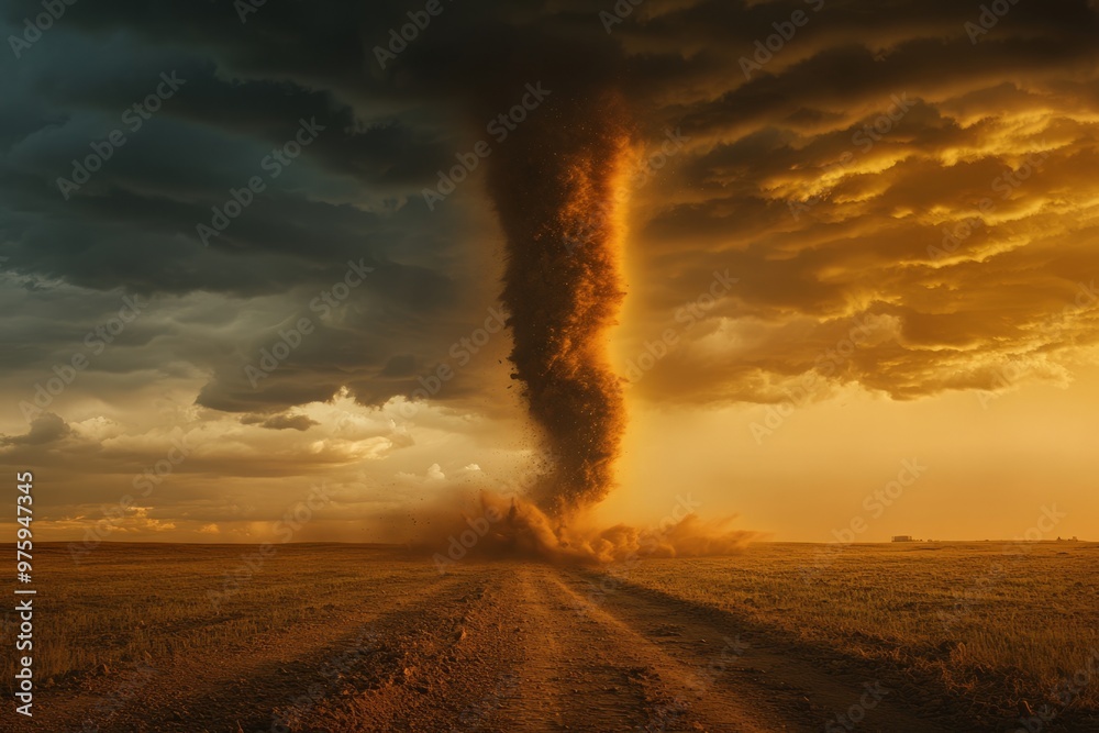 Canvas Prints dramatic tornado in rural landscape