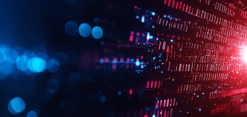 Digital passage with flowing binary code, representing the vastness of cyberspace, abstract digital design