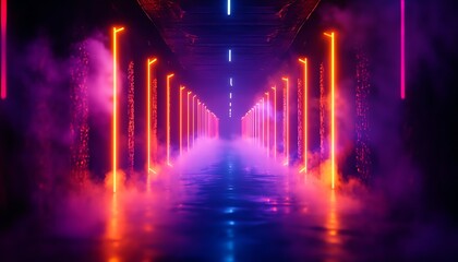Obraz premium Imaginative corridor with swirling mist and ethereal light, creating a dreamlike atmosphere, fantasy theme