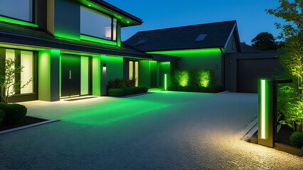 modern villa house in the garden