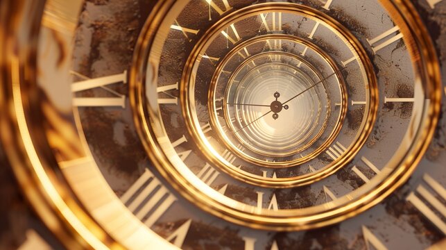 Abstract clock face with spiral of time.