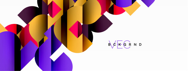 Colorful curve geometric shapes on white