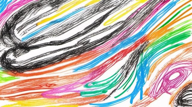 Abstract colorful pencil drawing on white background.