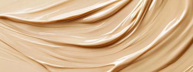 Obraz premium A close-up of the texture and color of liquid foundation, in a light beige color, a smooth cream on an isolated background