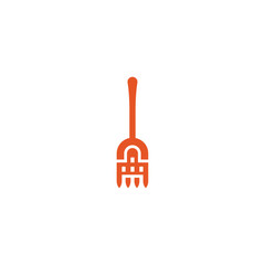 Fork in building shape logo design.