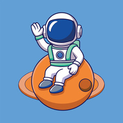 Astronaut Riding Rocket With Peace Hand Cartoon Vector Icon Illustration. Science Technology Icon Concept Isolated Premium Vector. Flat Cartoon Style