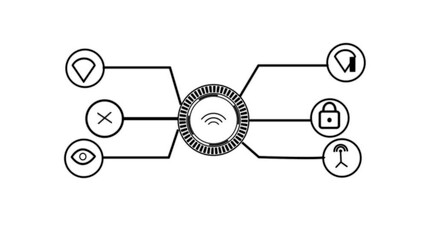 Network of connections and wi-fi others  icons animation over city buildings. Networking, urban, skyline, technology, communication, digital on background.  - Powered by Adobe