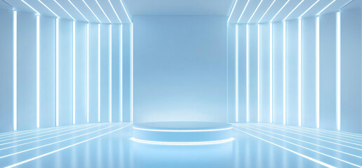 Naklejka premium Neon blue lighting product display stage background
